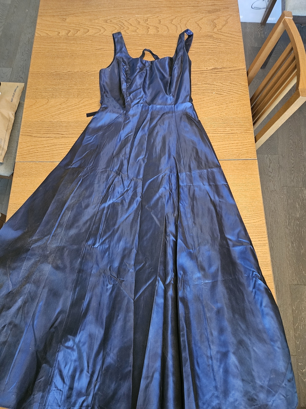 Jessica McClintock Satin Navy Blue Prom Gown